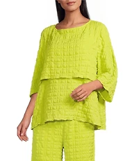 IC Collection Pucker Boat Neck Dolman Sleeve Overlap Popover Top