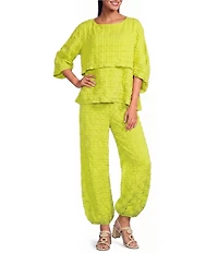IC Collection Pucker Boat Neck Dolman Sleeve Overlap Popover Top