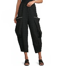 IC Collection Pucker Contrast Merrow Patch Pocket Wide Leg Pants