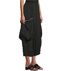 IC Collection Pucker Contrast Merrow Patch Pocket Wide Leg Pants