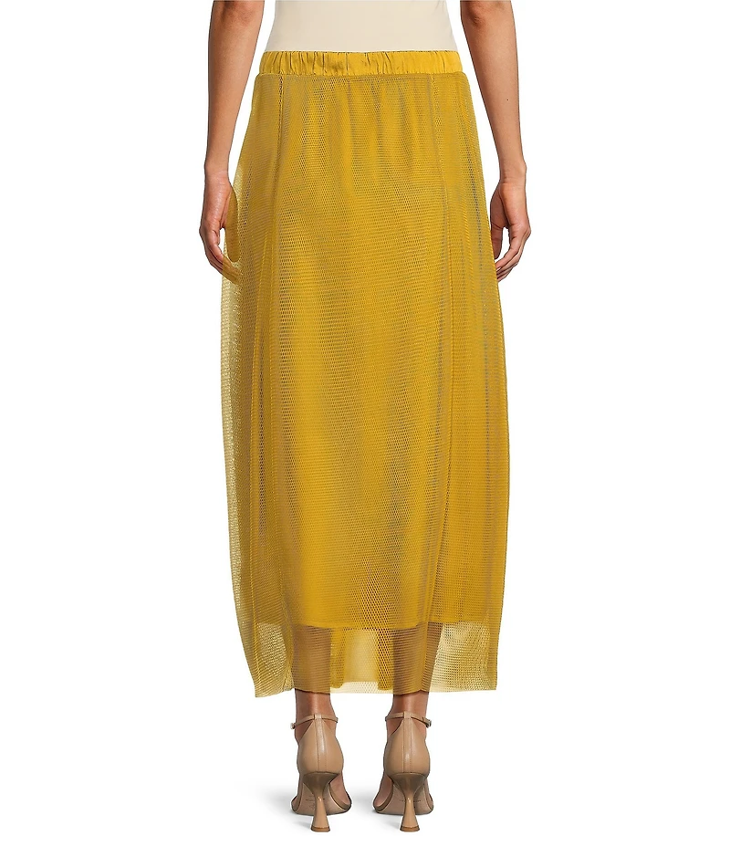 IC Collection Sheer Mesh Cocoon Pull-On Midi Bubble Skirt