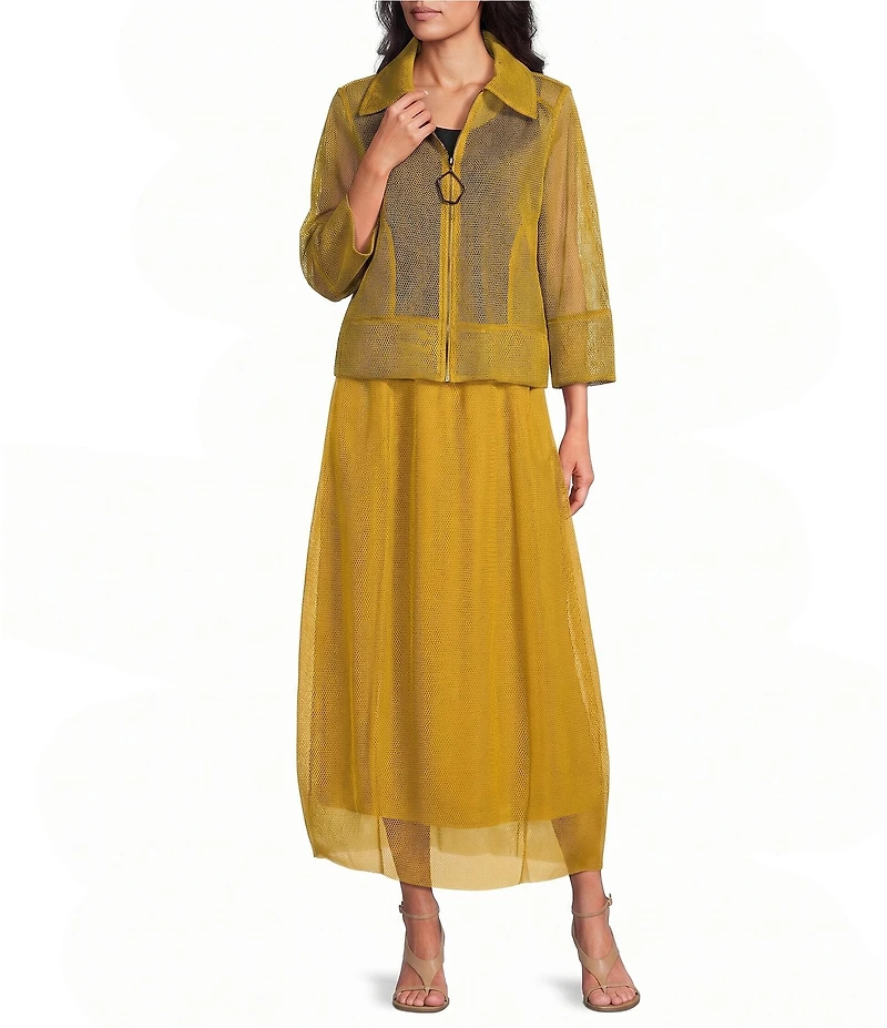 IC Collection Sheer Mesh Cocoon Pull-On Midi Bubble Skirt