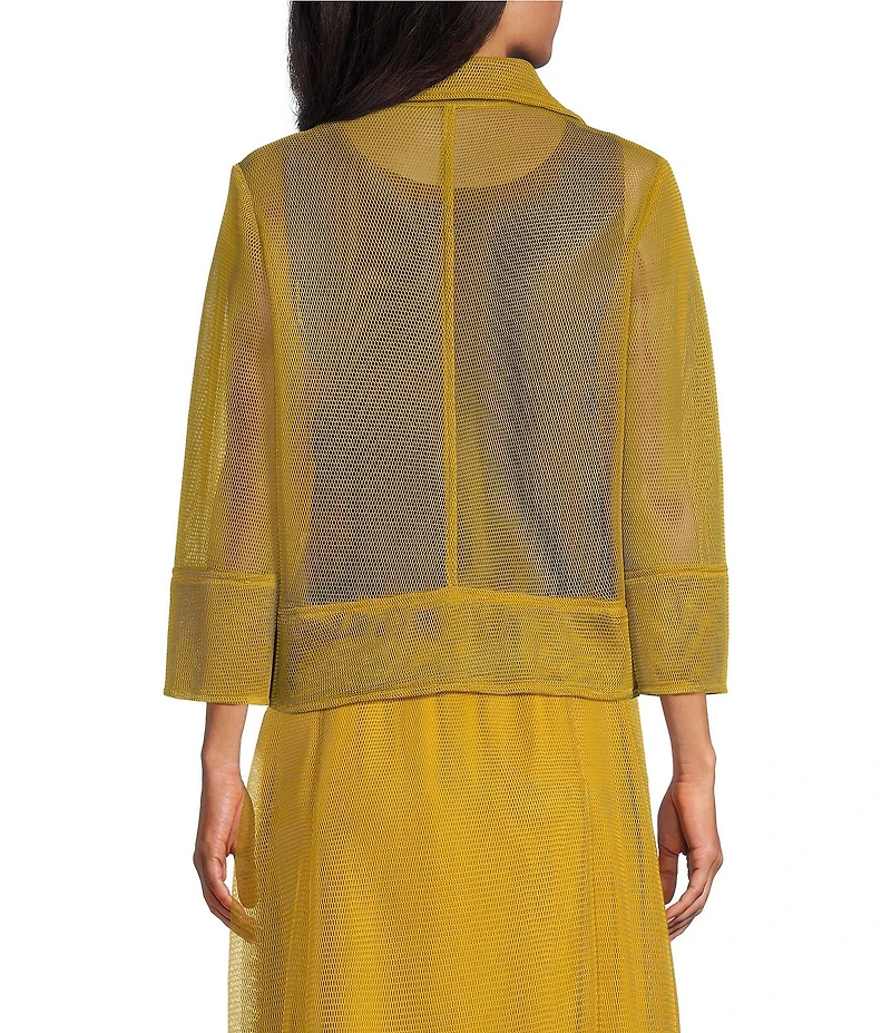 IC Collection Sheer Mesh Knit Spread Collar Bracelet Sleeve Moto Zip-Up Crop Jacket