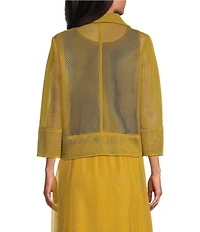 IC Collection Sheer Mesh Knit Spread Collar Bracelet Sleeve Moto Zip-Up Crop Jacket