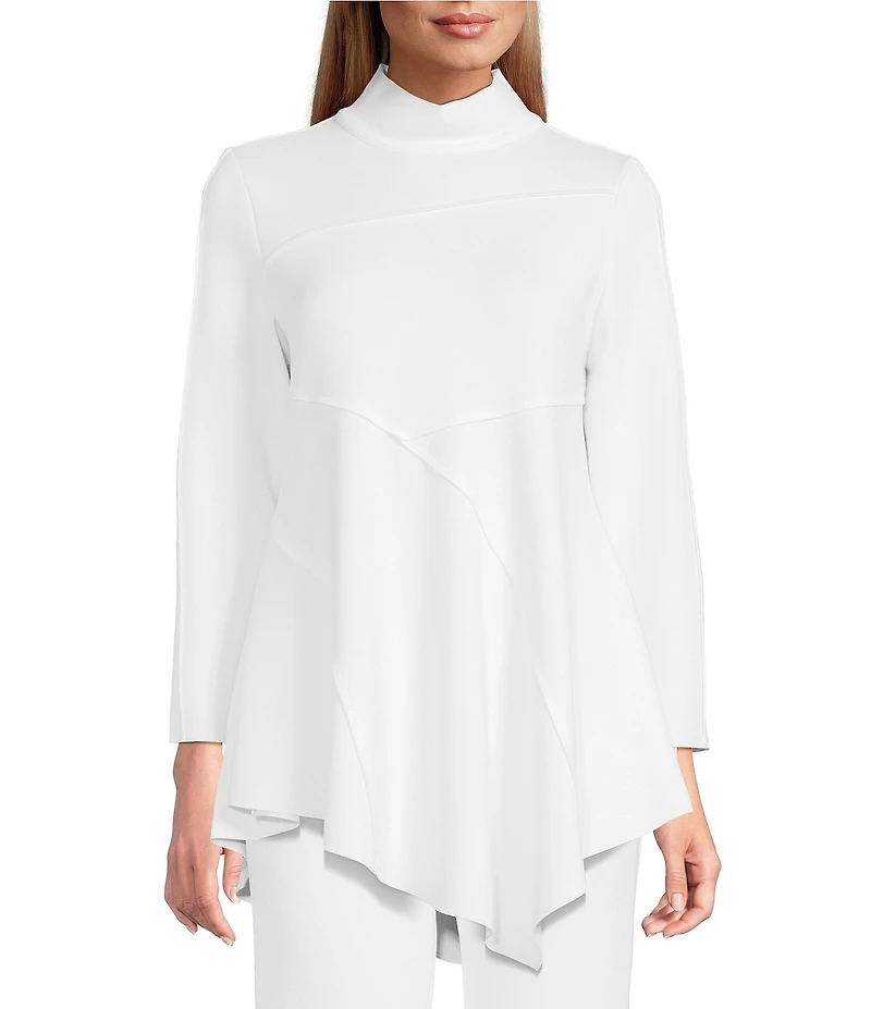 IC Collection Soft Knit Crepe Mock Neck Long Sleeve Top