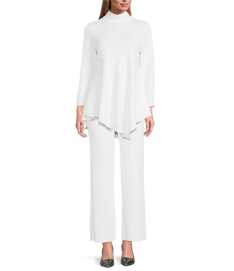 IC Collection Soft Knit Crepe Mock Neck Long Sleeve Top