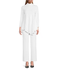 IC Collection Soft Knit Crepe Mock Neck Long Sleeve Top