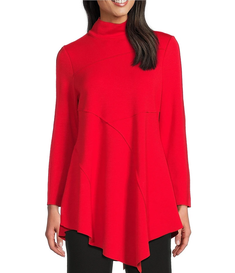 IC Collection Soft Knit Crepe Mock Neck Long Sleeve Top