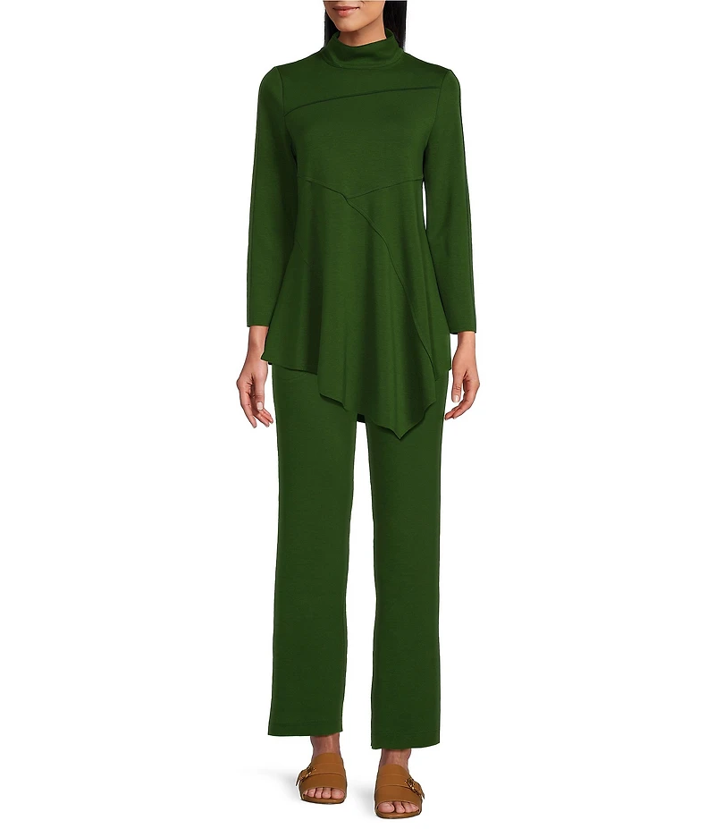 IC Collection Soft Knit Crepe Mock Neck Long Sleeve Top