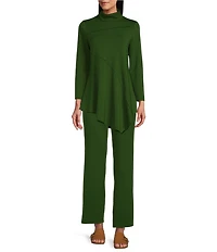 IC Collection Soft Knit Crepe Mock Neck Long Sleeve Top