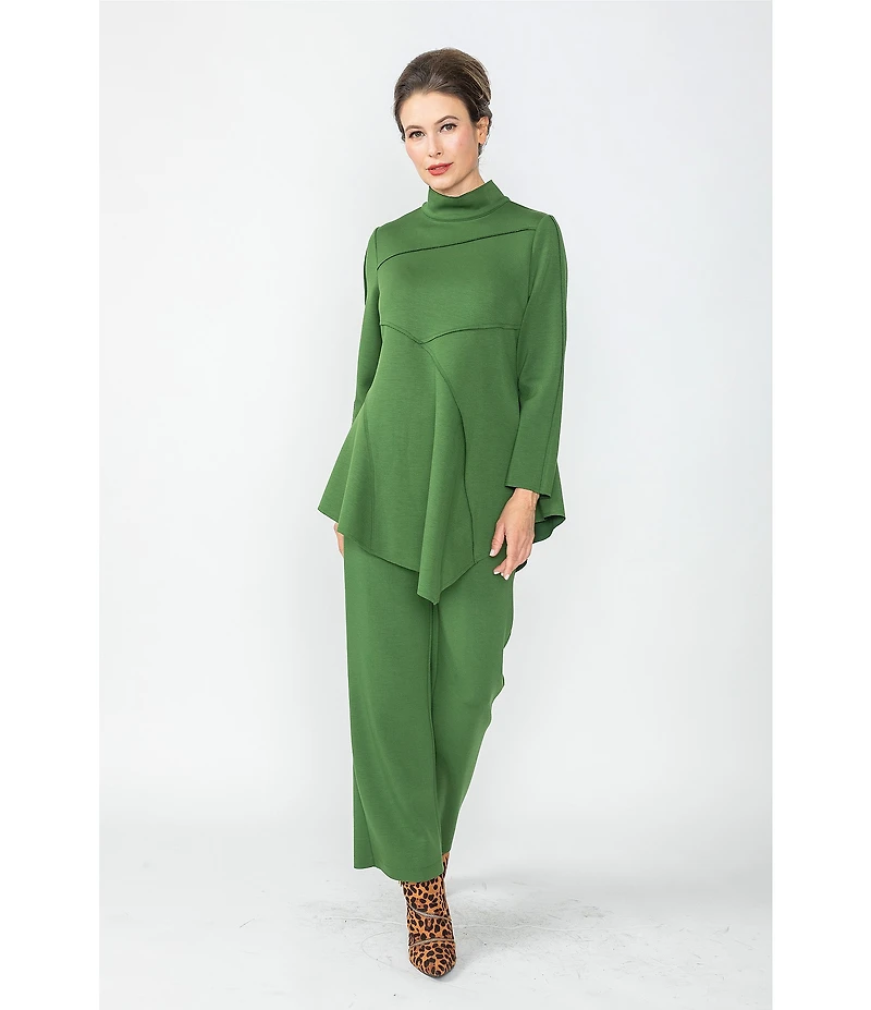 IC Collection Soft Knit Crepe Mock Neck Long Sleeve Top
