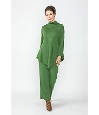 IC Collection Soft Knit Crepe Mock Neck Long Sleeve Top