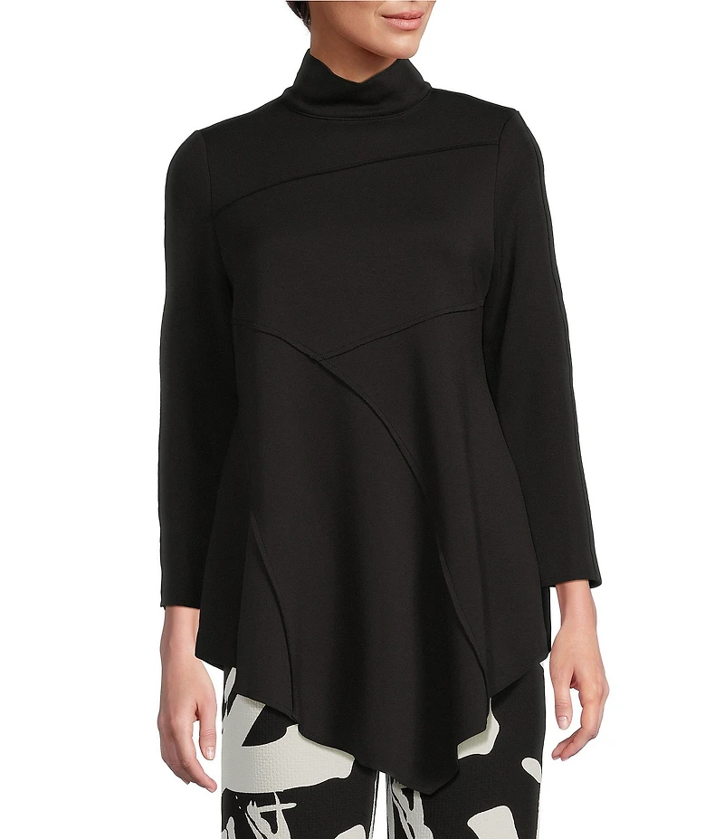 IC Collection Soft Knit Crepe Mock Neck Long Sleeve Top
