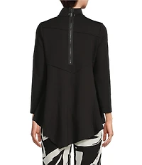 IC Collection Soft Knit Crepe Mock Neck Long Sleeve Top