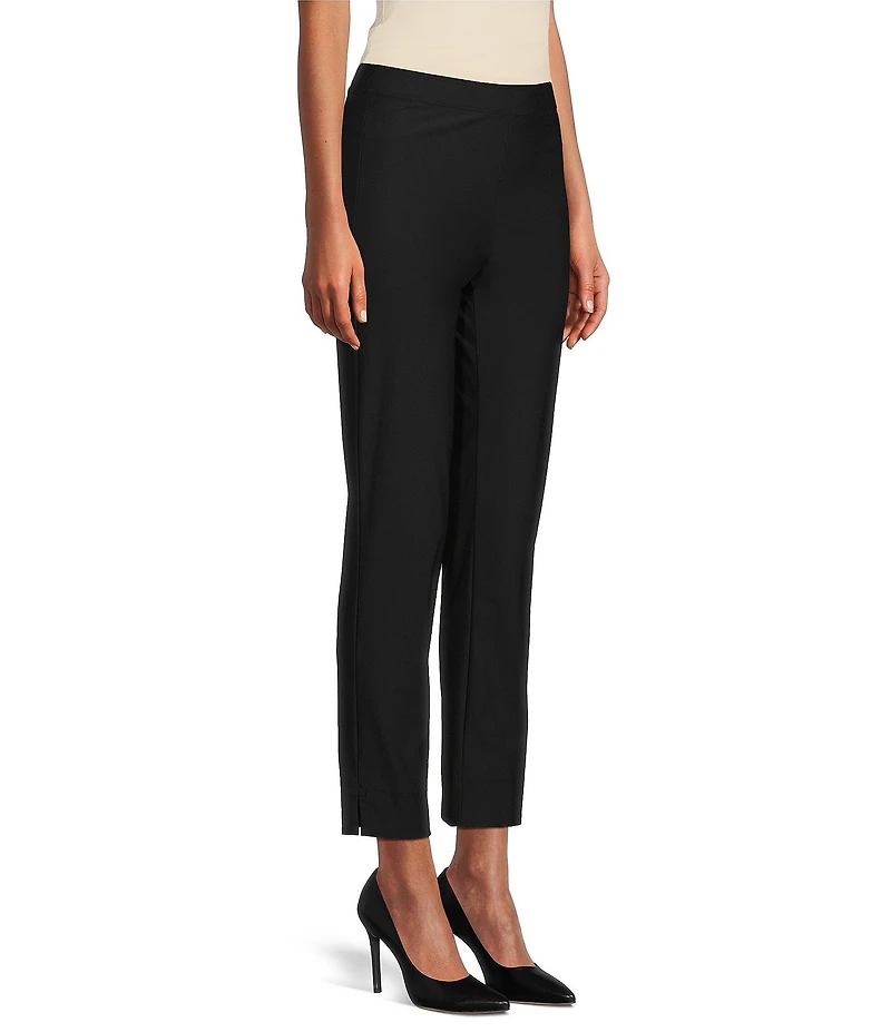 IC Collection Stretch Woven Slim Leg Slit Hem Ankle Pants