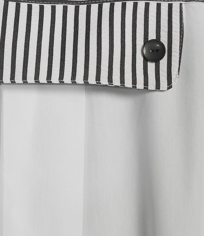 IC Collection Stripe Poplin Point Collar Long Sleeve Zip Front Jacket