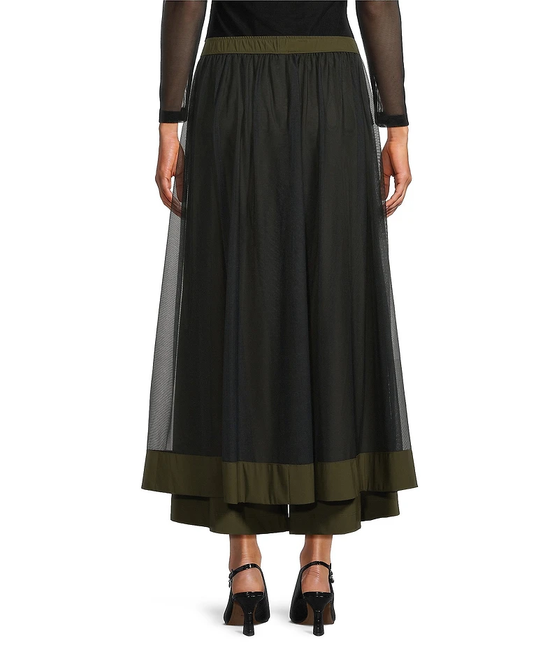 IC Collection Wide-Leg Mesh Overlay Pull-On Cargo Coordinating Pant