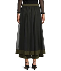 IC Collection Wide-Leg Mesh Overlay Pull-On Cargo Coordinating Pant
