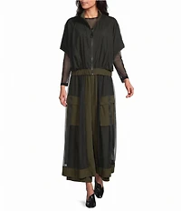 IC Collection Wide-Leg Mesh Overlay Pull-On Cargo Coordinating Pant