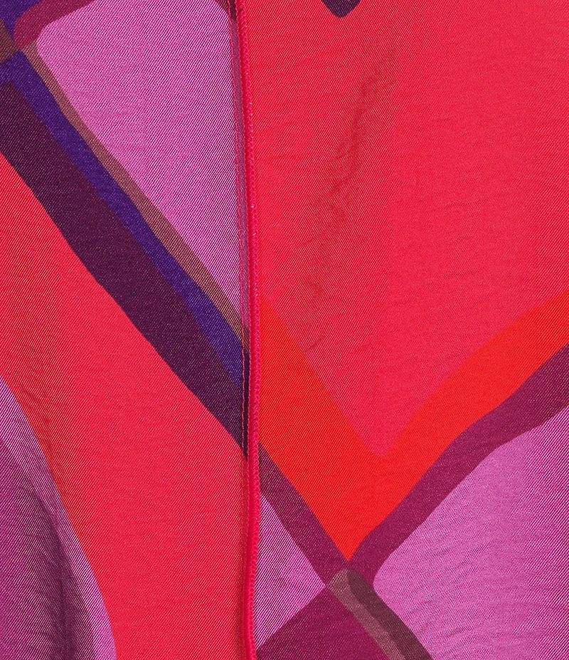 IC Collection Woven Abstract Print Boat Neck 3/4 Sleeve Asymmetrical Hem Tunic
