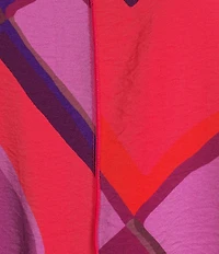 IC Collection Woven Abstract Print Boat Neck 3/4 Sleeve Asymmetrical Hem Tunic