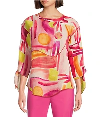 IC Collection Woven Art Pop Scoop Neck Bracelet Tie Sleeve Top