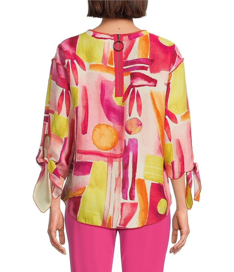 IC Collection Woven Art Pop Scoop Neck Bracelet Tie Sleeve Top