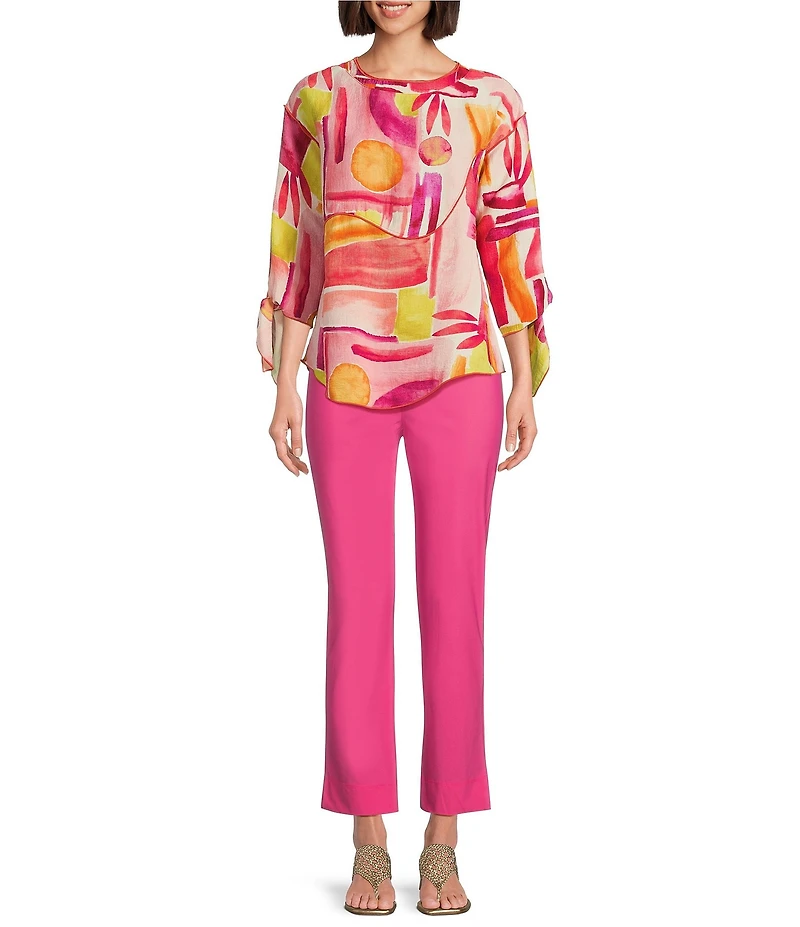 IC Collection Woven Art Pop Scoop Neck Bracelet Tie Sleeve Top