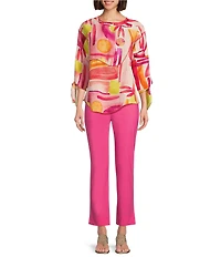 IC Collection Woven Art Pop Scoop Neck Bracelet Tie Sleeve Top