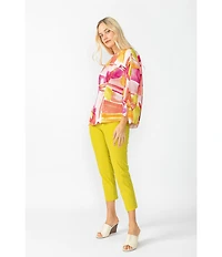 IC Collection Woven Art Pop Scoop Neck Bracelet Tie Sleeve Top