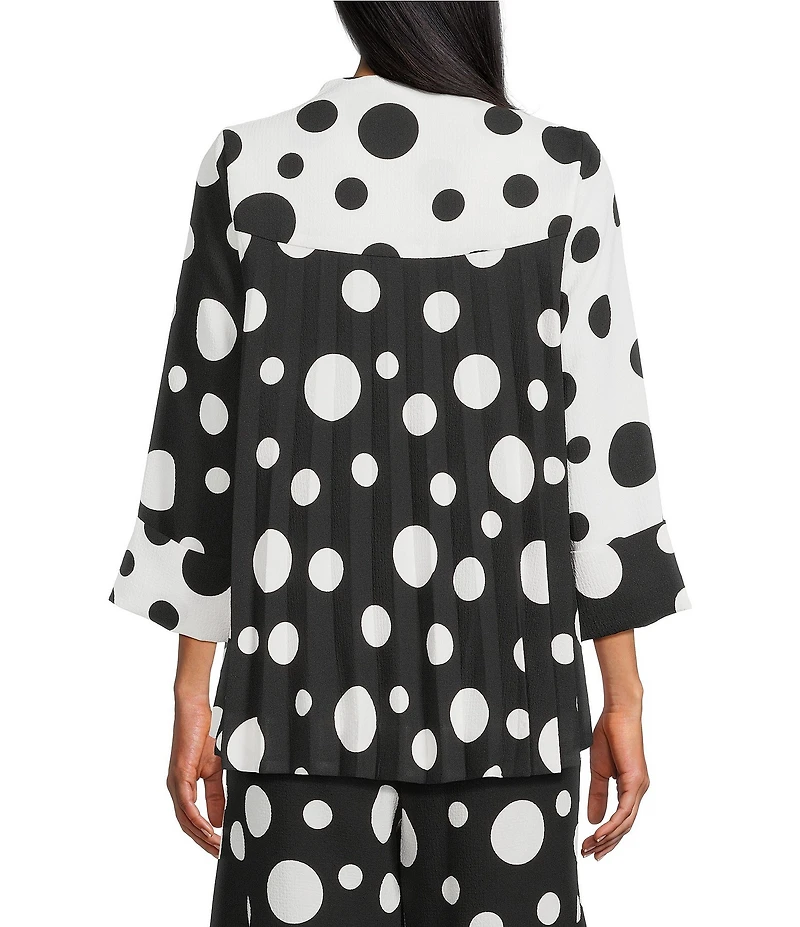 IC Collection Woven Dot Combo Print High Neck Bracelet Sleeve Jacket
