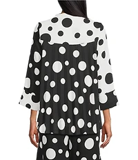 IC Collection Woven Dot Combo Print High Neck Bracelet Sleeve Jacket