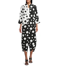 IC Collection Woven Dot Combo Print High Neck Bracelet Sleeve Jacket