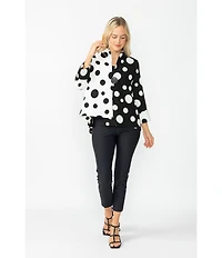 IC Collection Woven Dot Combo Print High Neck Bracelet Sleeve Jacket