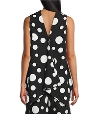 IC Collection Woven Dot Print Cowl Neck Sleeveless High-Low Coordinating Tank Top