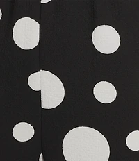 IC Collection Woven Dot Print Elastic Waist Tulip Hem Crop Coordinating Pants