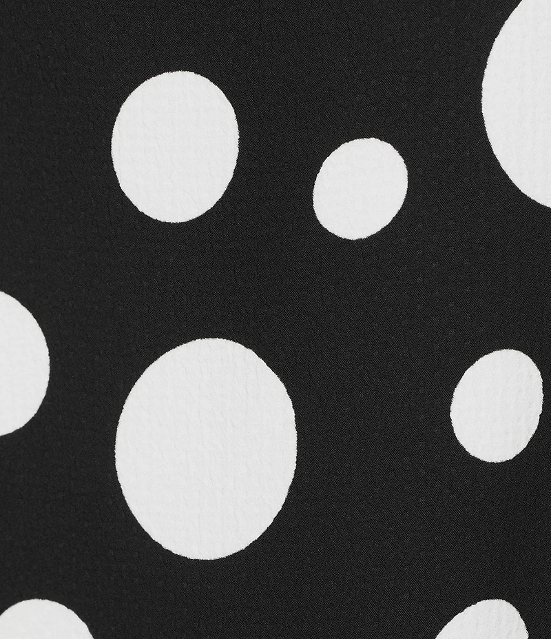 IC Collection Woven Dot Print Mock Cowl Neck Sleeveless Asymmetrical Tunic Dress