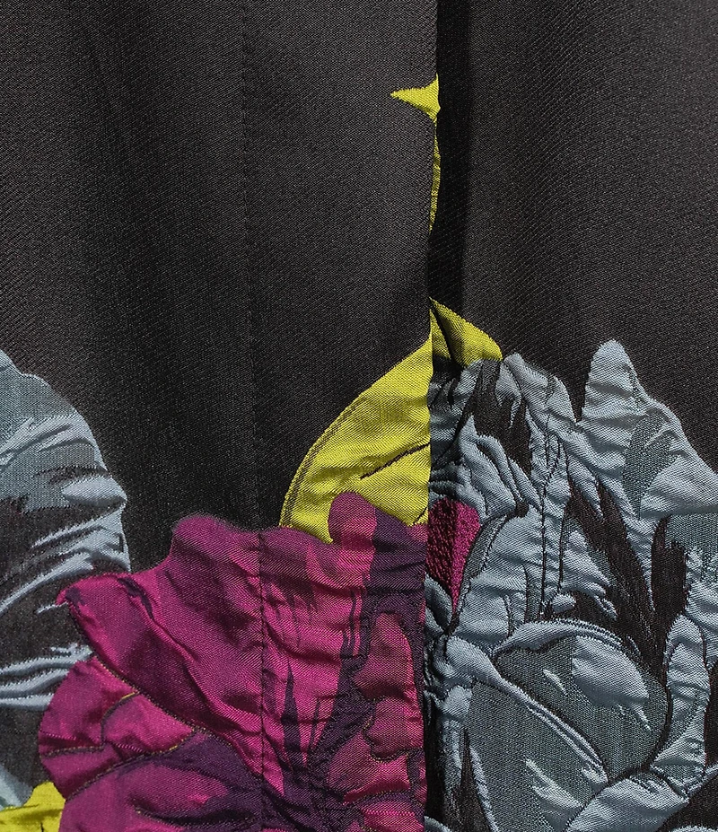 IC Collection Woven Floral Placement Print Spread Collar Bracelet Sleeve Button-Front Bubble Jacket