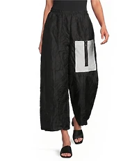 IC Collection Woven Wide-Leg Crinkle Pull-On Coordinating Crop Pants