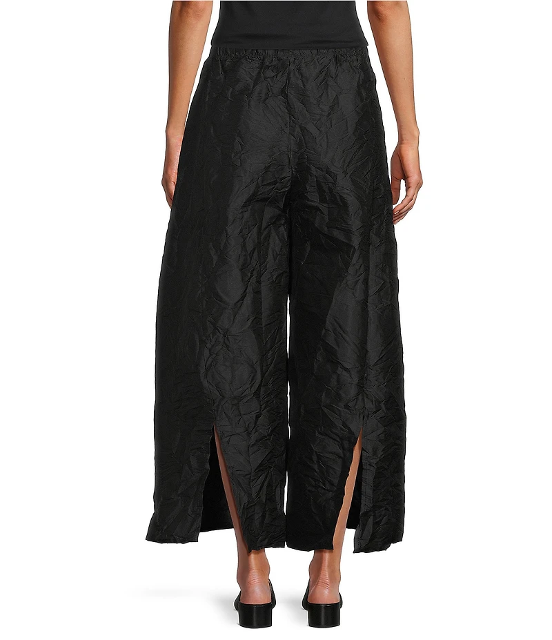 IC Collection Woven Wide-Leg Crinkle Pull-On Coordinating Crop Pants