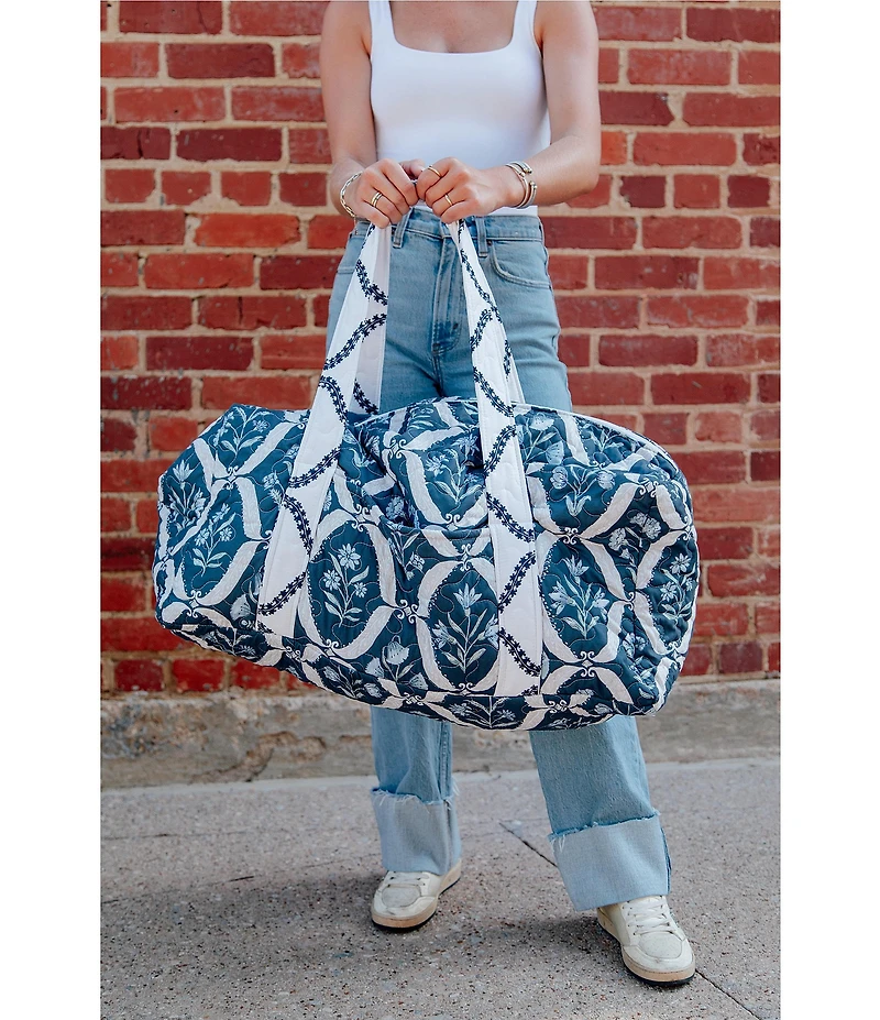 Ida Mae Home Charlotte Navy Quilted Weekender Duffle Bag