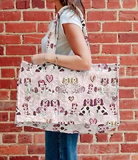 Ida Mae Home Foo Dogs Pink Quilted Tote Bag