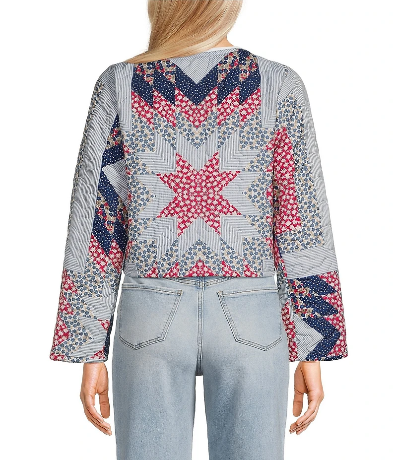Ida Mae Home Adeline Patchwork Print Round Neck Long Sleeve Quilted Jacket