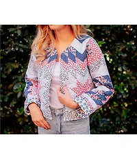 Ida Mae Home Adeline Patchwork Print Round Neck Long Sleeve Quilted Jacket