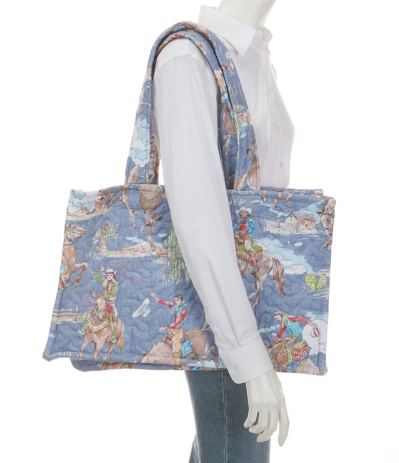 Ida Mae Home Birdie Chambray Western Quilted Tote Bag