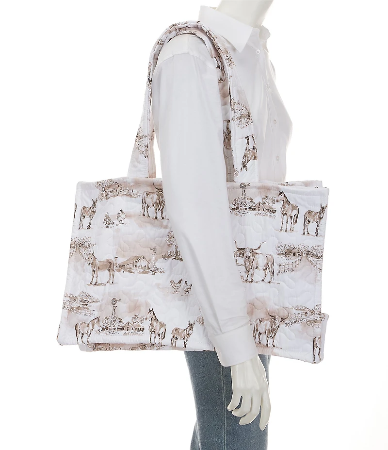 Ida Mae Home Donkey Icon Brown Quilted Tote Bag