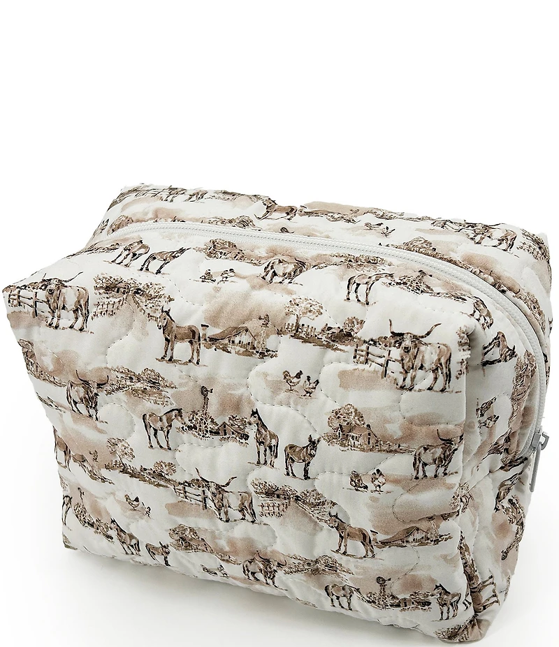 Ida Mae Home Donkey Toile Quilted Large Makeup Bag