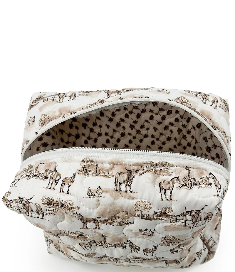 Ida Mae Home Donkey Toile Quilted Large Makeup Bag