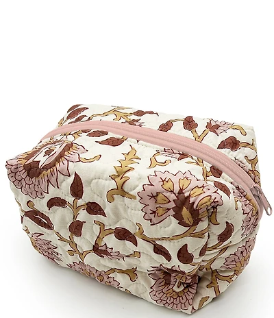 Ida Mae Home Erin & Ben Co. Collection Heritage Scroll Floral Quilted Large Makeup Bag