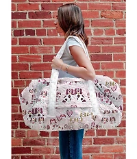 Ida Mae Home Foo Dogs Pink Quilted Weekender Duffle Bag